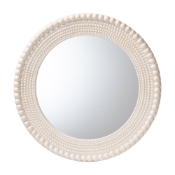 Baxton Studio Grazia Modern Round Beaded-framed Accent Mirror in Pearl White